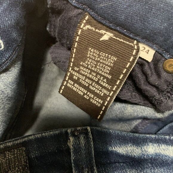 7 For All Mankind Womens Medium Blue High Waist Ankle Skinny Jeans Denim 24 - Picture 5 of 5